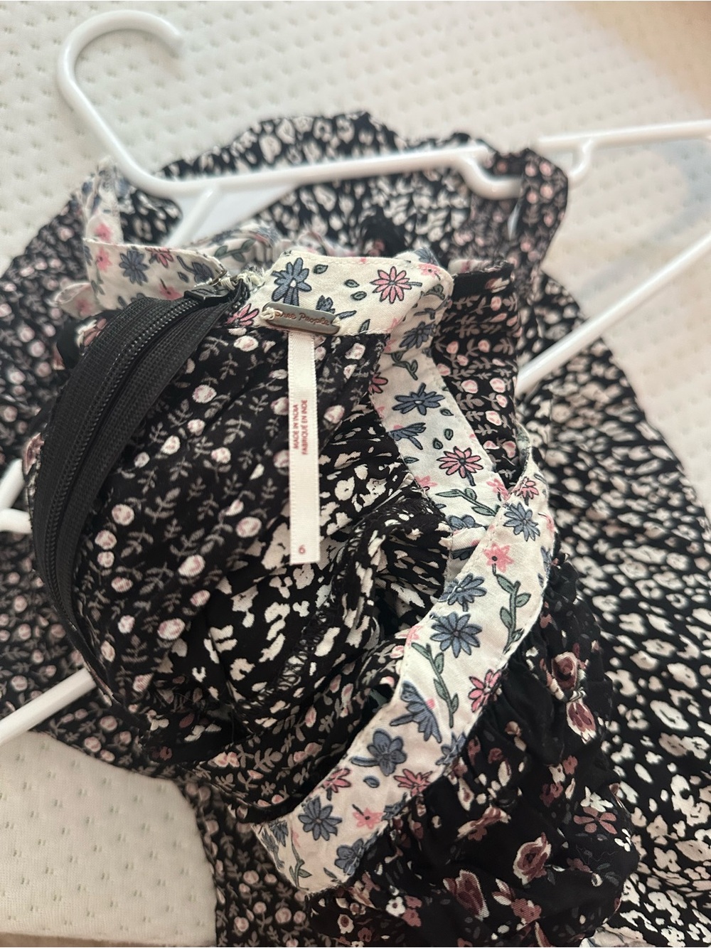 Free People Black Floral Maxi Dress with White Trim - Picture 7 of 8
